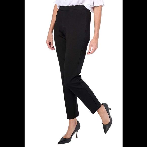 Susan Graver Smart Ponte Knit Slim Leg Pants Black - Regular - Picture 1 of 1